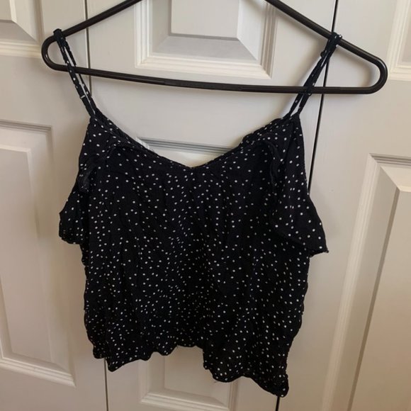 Full Tilt Black & White Polka Dot Off the Shoulder Top 🐧 - Picture 7 of 9